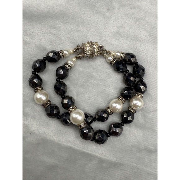 Vintage Glass Beaded Necklace‎ Bracelet Black Tree Of Life Long - Picture 7 of 14